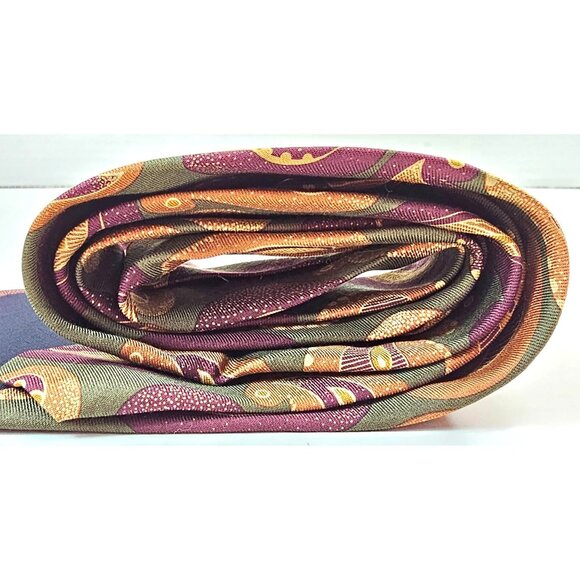 NWT Vtg Neiman Marcus Paisley Silk Tie Handmade USA Multicolor Purple Orange - Picture 5 of 6